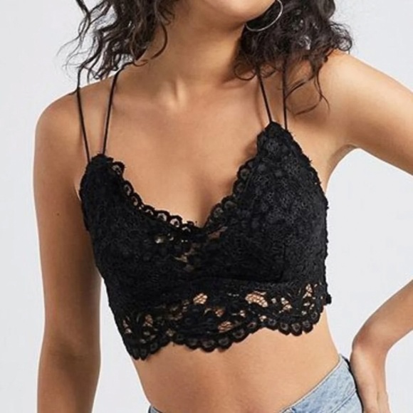 Free People Other - Free People Celine Velvet Lace Bralette - Black L